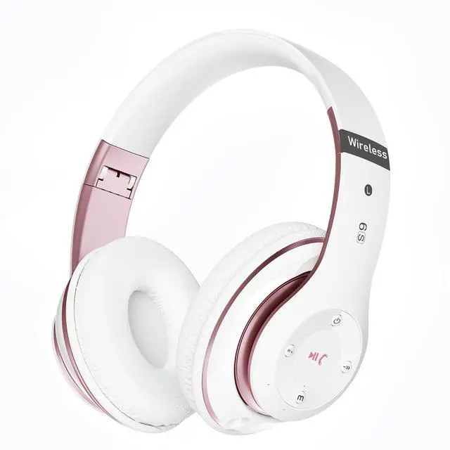 Main image of Falebare Bluetooth Headphones Over Ear, 6S Foldable Wireless Headphones with 6 EQ Modes, 40 Hours Playtime HiFi Stereo Headset with Mic, Soft Ear Pads, TF/FM for Cellphone/PC/Home (White & Rose