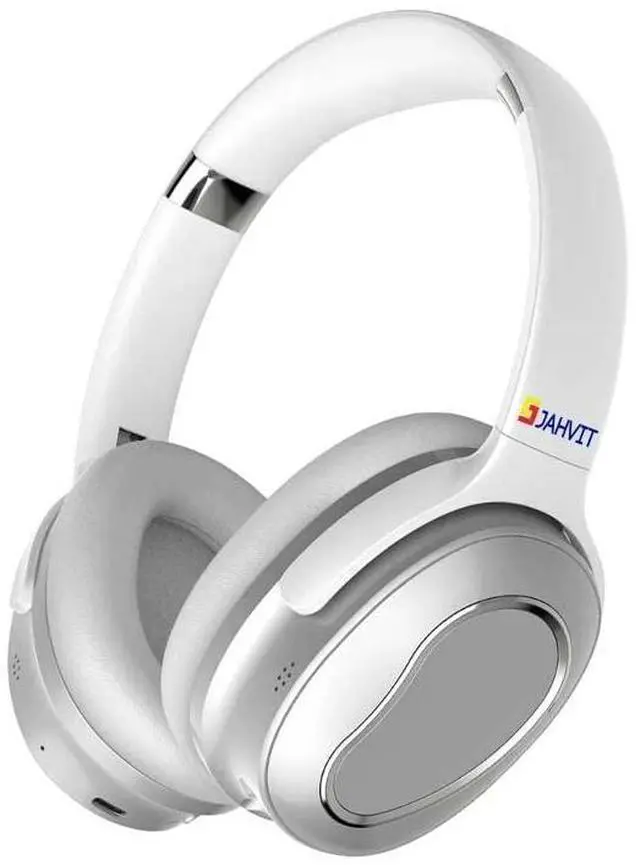 Main image of JAHVIT Active Noise Cancelling Wireless Headset. Hi-Fi Deep Bass, 40mm Stereo ANC to 32dB, Silver (Silver)