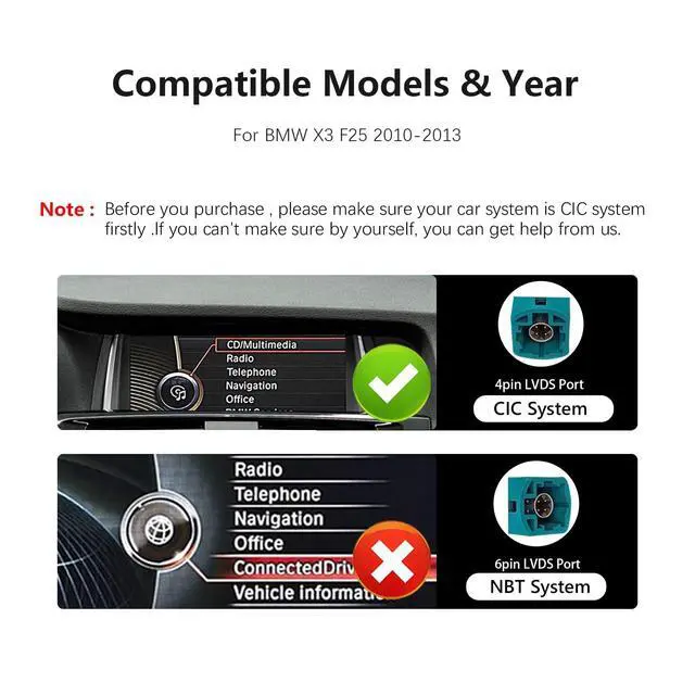 Alt view image 2 of 5 - Ultra Narrow 12.3 Inch 1920 * 720 Car Stereo for BMW X3 F25 2010-2013 CIC Carplay Android Auto Radio Multimedia Audio Upgrade Touch Screen Bluetooth (Linux CIC System)
