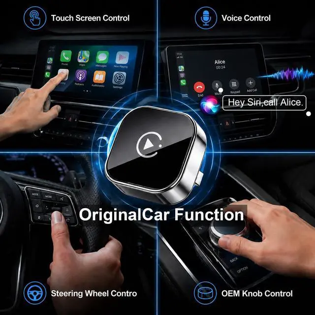 Alt view image 4 of 5 - Wireless CarPlay & Android Auto Adapter for Cars, Converts Wired CarPlay to Wireless, Fast Auto Connect, Plug and Play, Stable Bluetooth WiFi Connection for iPhone and Android