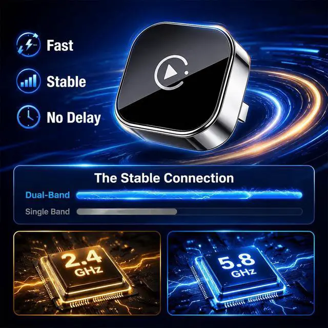 Alt view image 5 of 5 - Wireless CarPlay & Android Auto Adapter for Cars, Converts Wired CarPlay to Wireless, Fast Auto Connect, Plug and Play, Stable Bluetooth WiFi Connection for iPhone and Android