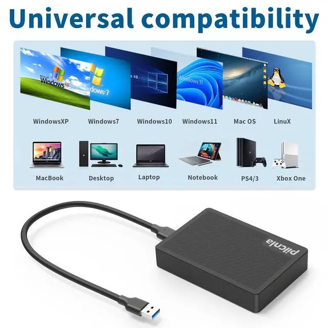 Alt view image 4 of 5 - PILCNLA Ultra Slim Portable External Hard Drive 1TB USB3.0 HDD Storage for Xbox One X/S, Xbox 360, PS4, PC, Desktop, Laptop, MacBook, Chromebook
