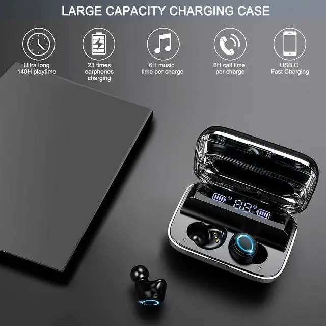 Alt view image 4 of 5 - Ordtop Wireless Earbuds, 140Hrs Playtime Ear Buds 2026 New Bluetooth 5.3 Headphones 6D Stereo Bass with ENC Clear Call, IPX7 Waterproof Earphones for Sports/Working, in Ear Headphones for Andro