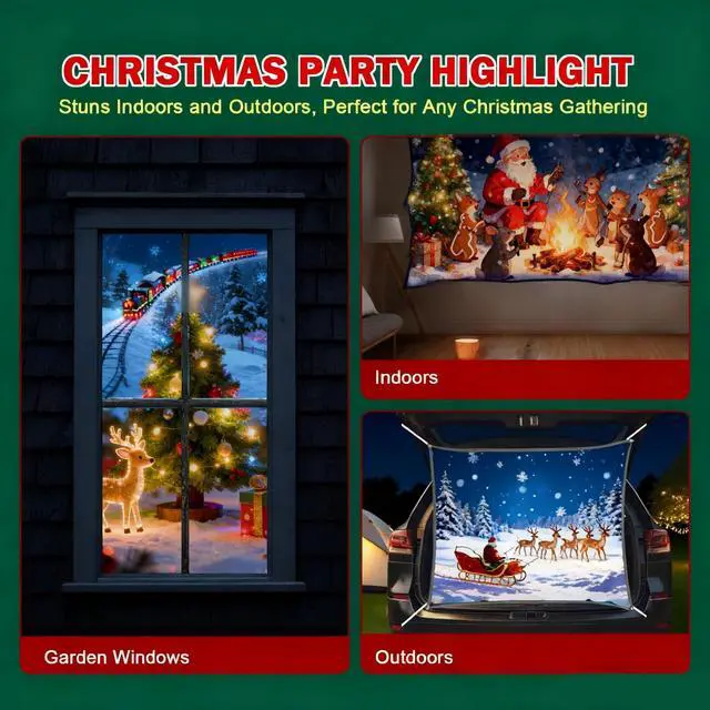 Alt view image 4 of 5 - Holographic Rear Projection Screen 120 Inch for Halloween, Window Projector Screen Portable Foldable with Mounting Kit, Double Sided Hologram Illusion Video Projector Screen for Indoor Outdoor Use