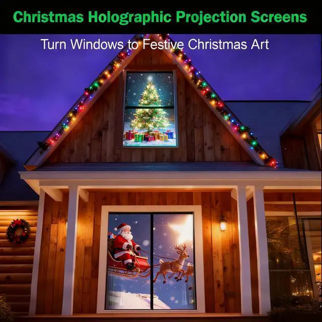 Alt view image 2 of 5 - Holographic Rear Projection Screen 120 Inch for Halloween, Window Projector Screen Portable Foldable with Mounting Kit, Double Sided Hologram Illusion Video Projector Screen for Indoor Outdoor Use