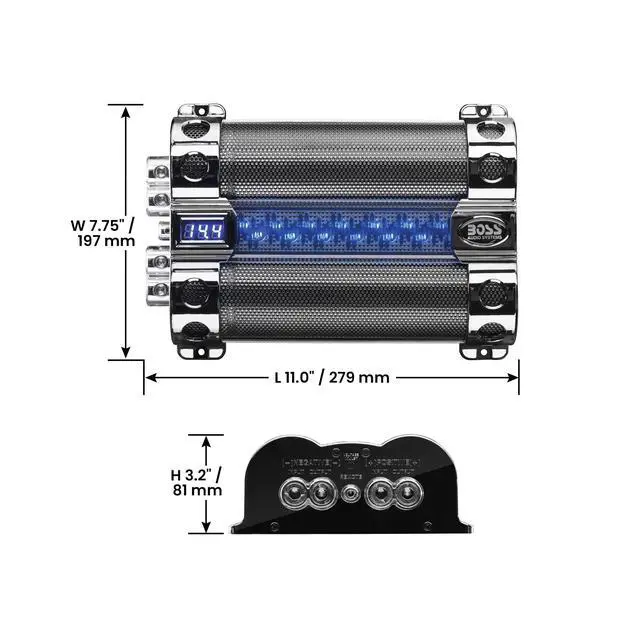 Alt view image 4 of 5 - BOSS Audio Systems Cap18 - 18 Farad Car Capacitor For Energy Storage To Enhance Bass Demand From Audio System, Audible Warning Tone For Reverse Polarity, Voltage Overload Low Battery Voltage Led