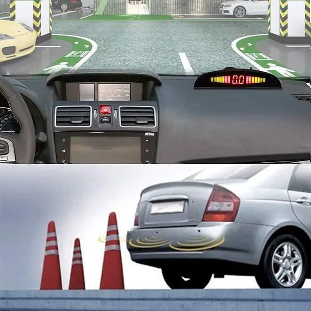 Alt view image 2 of 5 - TOTMOX Car Reverse Parking Radar System 8 Reversing Sensors Kit with Front and Rear Alarm Buzzer Reminder LED Display Safe Driving, Car Parking Sensor, Red