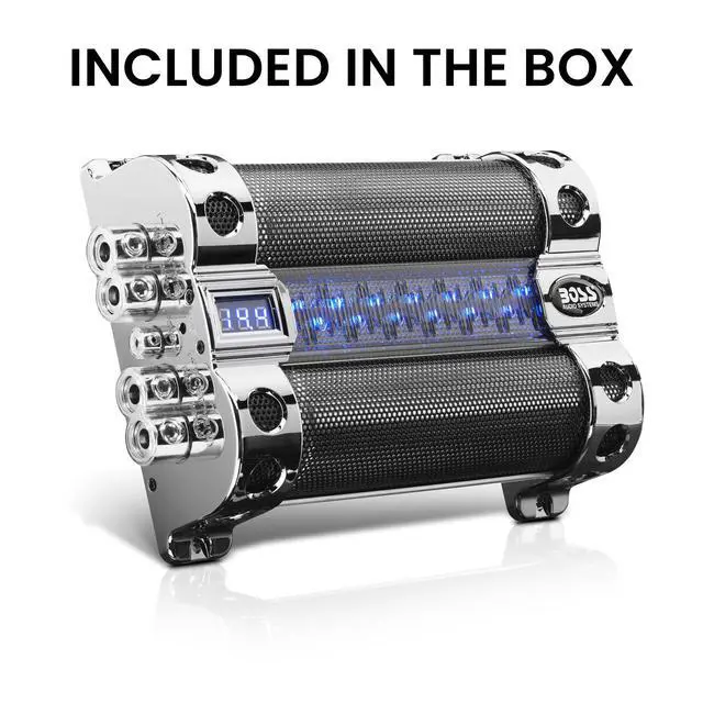 Alt view image 5 of 5 - BOSS Audio Systems Cap18 - 18 Farad Car Capacitor For Energy Storage To Enhance Bass Demand From Audio System, Audible Warning Tone For Reverse Polarity, Voltage Overload Low Battery Voltage Led