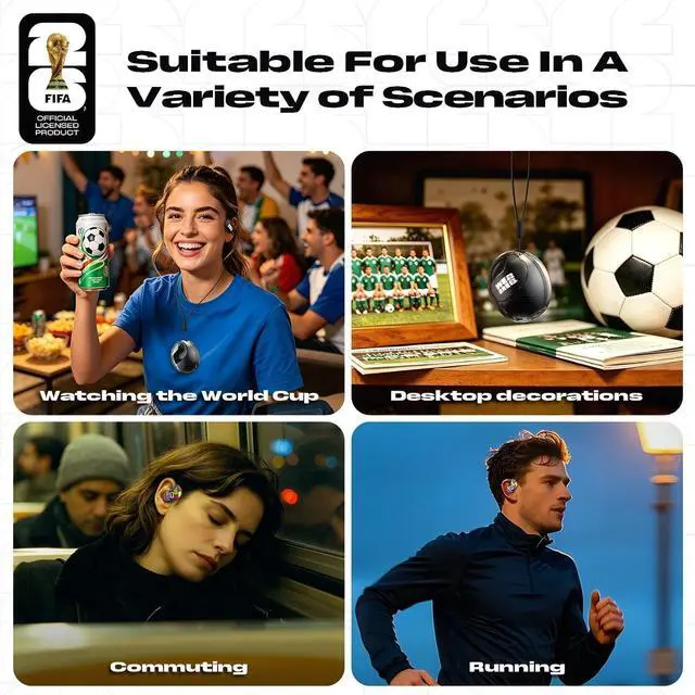 Alt view image 5 of 5 - Covbozk FIFA World 2026 Cup Licensed Open Ear Bluetooth 6.0 Earbuds, 165 Languages Two-Way Translation, No Subscription, IPX5 Waterproof, 20H Playtime for Travel Sports (Blue)