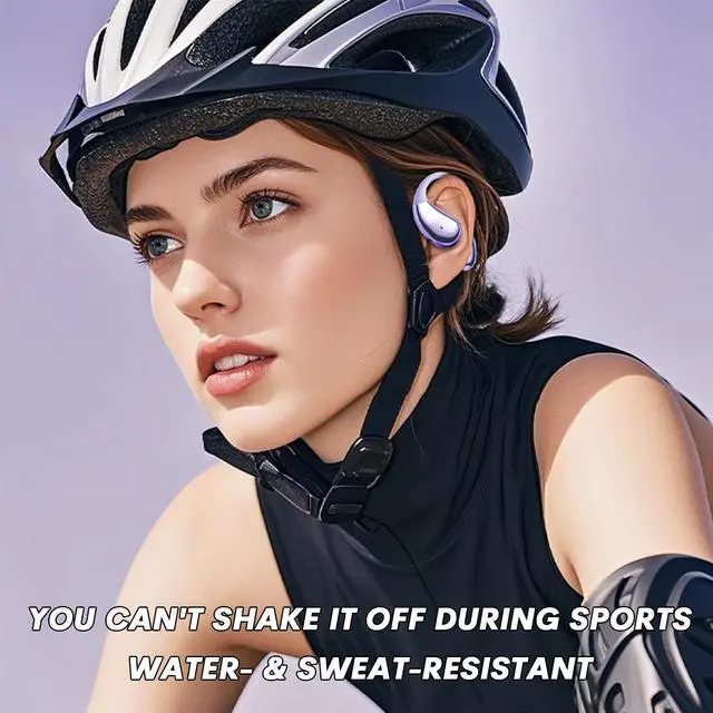 Alt view image 2 of 5 - Wireless Open Ear Buds OWS Hanging Earphones Bluetooth 5.4 Around Over The Ear Sport Air Bone Conduction Earbuds Sit Outside for Exercising Running Headphones with Microphone Earhook Trucker He