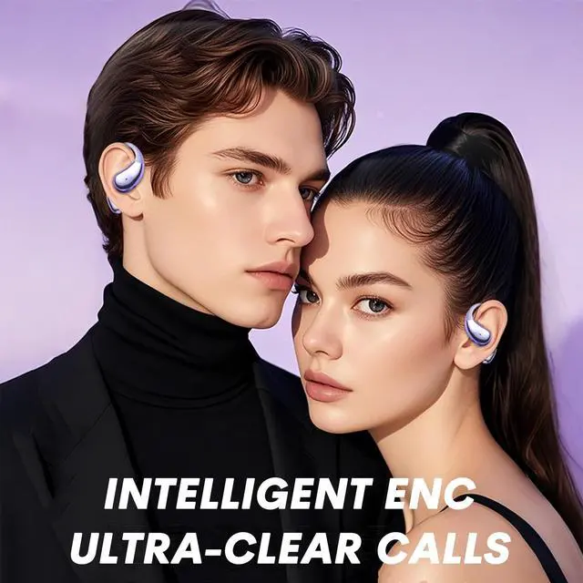 Alt view image 4 of 5 - Wireless Open Ear Buds OWS Hanging Earphones Bluetooth 5.4 Around Over The Ear Sport Air Bone Conduction Earbuds Sit Outside for Exercising Running Headphones with Microphone Earhook Trucker He