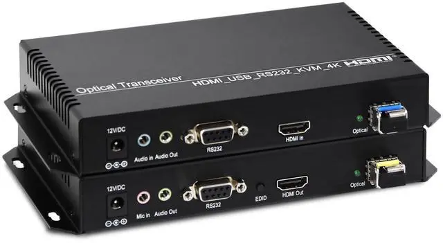 Main image of ORIVISION 4K30 HDMI KVM Extender Over Fiber Optic up to 10km with Remote Power Control, USB 2.0, Bi-Directional Audio/RS232, LC Single Mode 1 Core (Transmitter + Receiver)