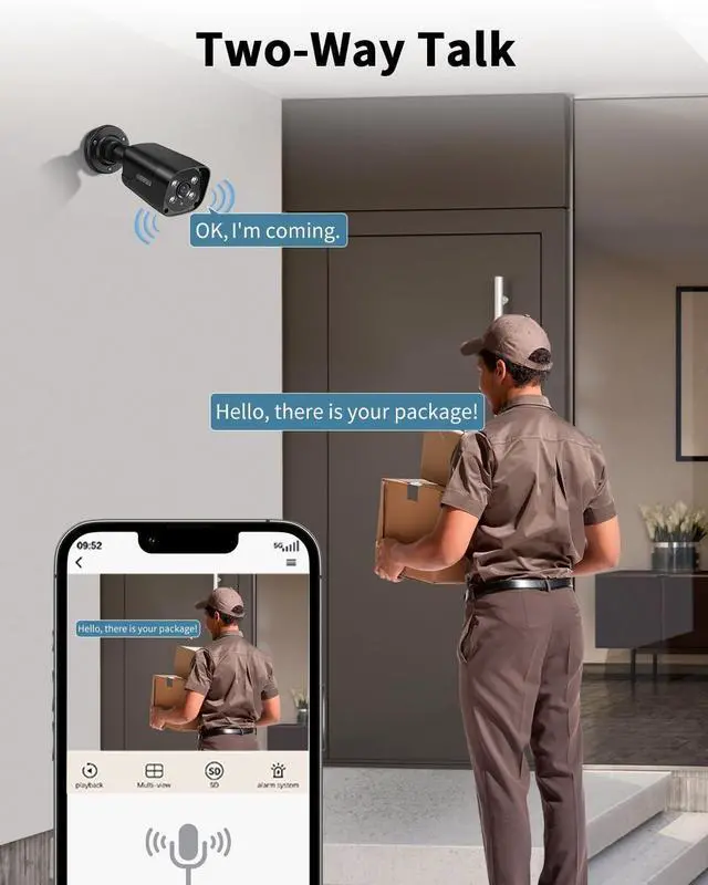 Alt view image 3 of 5 - OHWOAI Extend Camera for Outdoor CCTV Security Camera System with 130Wide Angle-Lens,8.0MP IP Black Wired Security Cameras,Home Surveillance Video Equipment