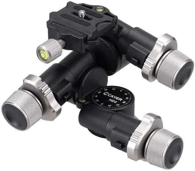 Main image of Cayer HD3 Geared Tripod Head Micro Adjust 360 Arca QR Plate