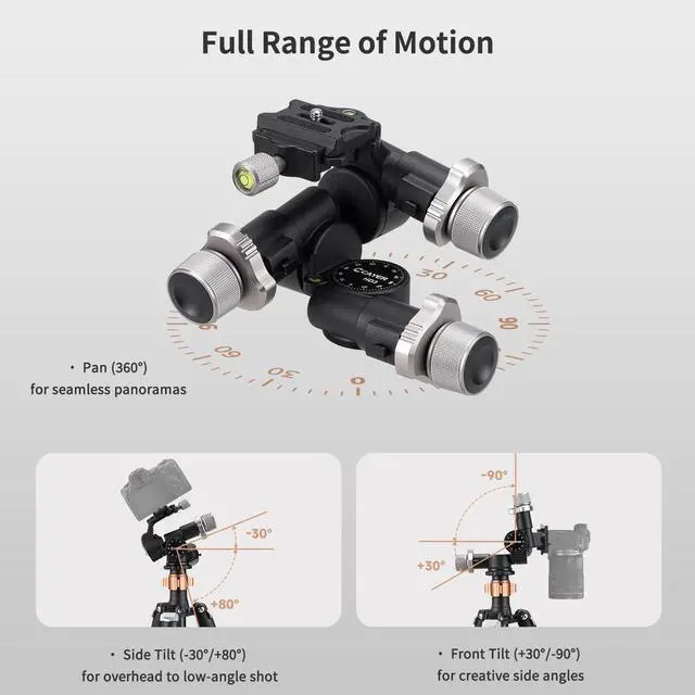 Alt view image 4 of 5 - Cayer HD3 Geared Tripod Head Micro Adjust 360 Arca QR Plate