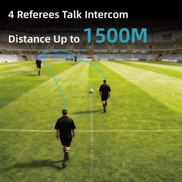 Alt view image 2 of 5 - EJEAS FBIM Professional Football Referee Bluetooth Intercom Headset Communication System with CVC Noise Reduction and Armbag for 4 Referees Intercom (2 Pack)