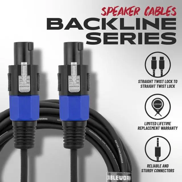 Alt view image 5 of 5 - Cableworks By Gator Cases Backline Series Standard 50 Foot Twist Lock Connector to Twist Lock Connector Speaker Cable, (GCWB-SPK-50-2TL)