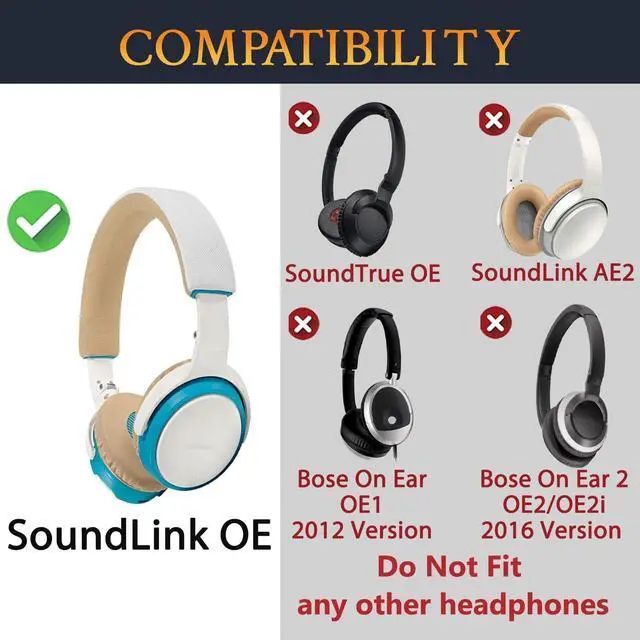 Alt view image 2 of 5 - SOULWIT Replacement Headband Kit for Bose SoundLink On-Ear (OE) Headphones, Headset Head Band Top Cushion Cover Repair Part, Easy DIY Installation - White & Beige