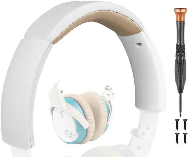 Main image of SOULWIT Replacement Headband Kit for Bose SoundLink On-Ear (OE) Headphones, Headset Head Band Top Cushion Cover Repair Part, Easy DIY Installation - White & Beige
