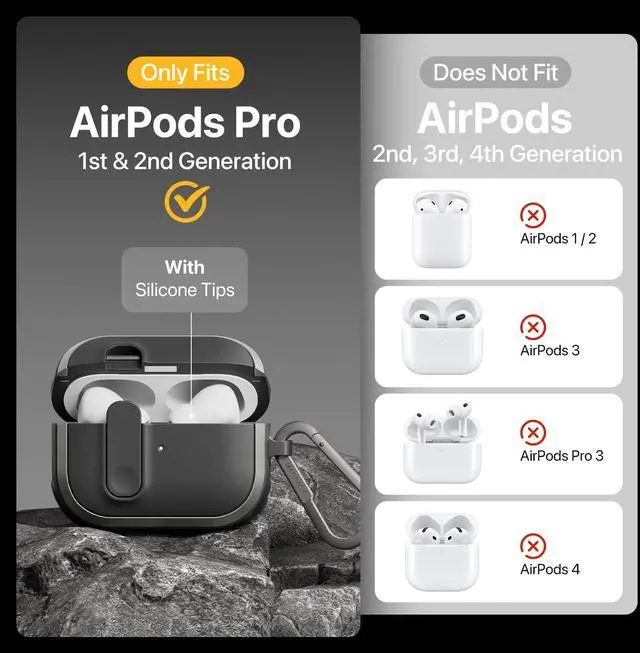 Alt view image 2 of 5 - MAGEASY Odyssey AirPods Pro 2 Case Cover - Rugged AirPods Pro Case with Secure Lock, Carabiner Clip for Shockproof Protection ^^ Apple Watch & MagSafe Charging for AirPod 1 2 Gener