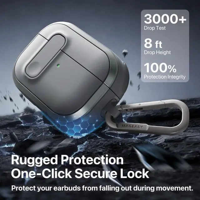 Alt view image 5 of 5 - MAGEASY Odyssey AirPods Pro 2 Case Cover - Rugged AirPods Pro Case with Secure Lock, Carabiner Clip for Shockproof Protection ^^ Apple Watch & MagSafe Charging for AirPod 1 2 Gener
