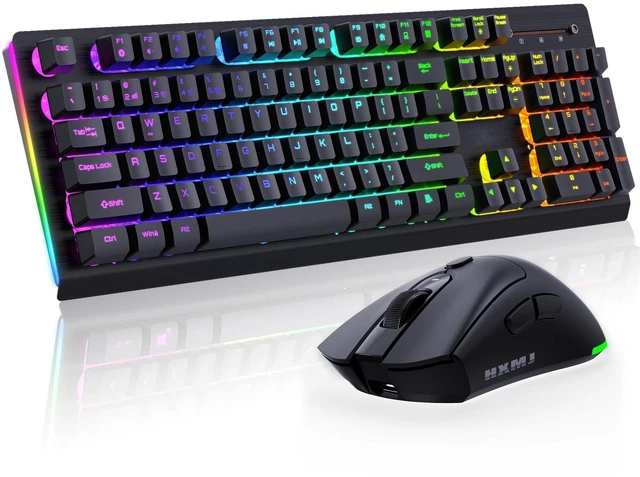 Main image of Wireless Gaming Keyboard and Mouse Combo Brushed Aluminum Metal Panel RGB Keyboard with 3800mAh Battery Mechanical Feel Keys Ergonomic & Plug Play for Computer, Laptop, Desktop