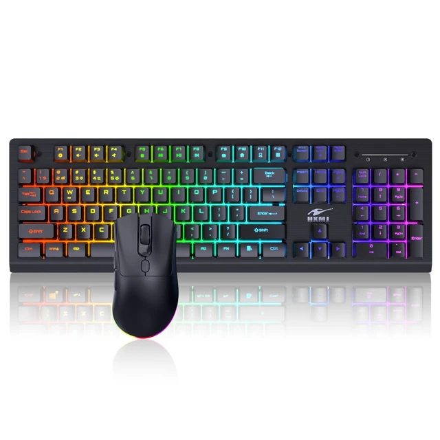 Alt view image 2 of 5 - Wireless Gaming Keyboard and Mouse Combo Brushed Aluminum Metal Panel RGB Keyboard with 3800mAh Battery Mechanical Feel Keys Ergonomic & Plug Play for Computer, Laptop, Desktop