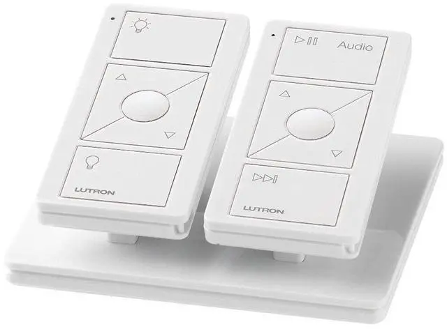 Alt view image 4 of 5 - Lutron Pico Remote for Audio, Works with Sonos (Caseta Smart Hub Required), Raise/Lower Volume, Pause and Skip Tracks, For Table Top or Wallmount Use, PJ2-3BRL-GWH-A02, White