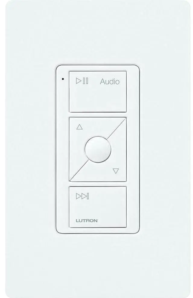 Alt view image 5 of 5 - Lutron Pico Remote for Audio, Works with Sonos (Caseta Smart Hub Required), Raise/Lower Volume, Pause and Skip Tracks, For Table Top or Wallmount Use, PJ2-3BRL-GWH-A02, White