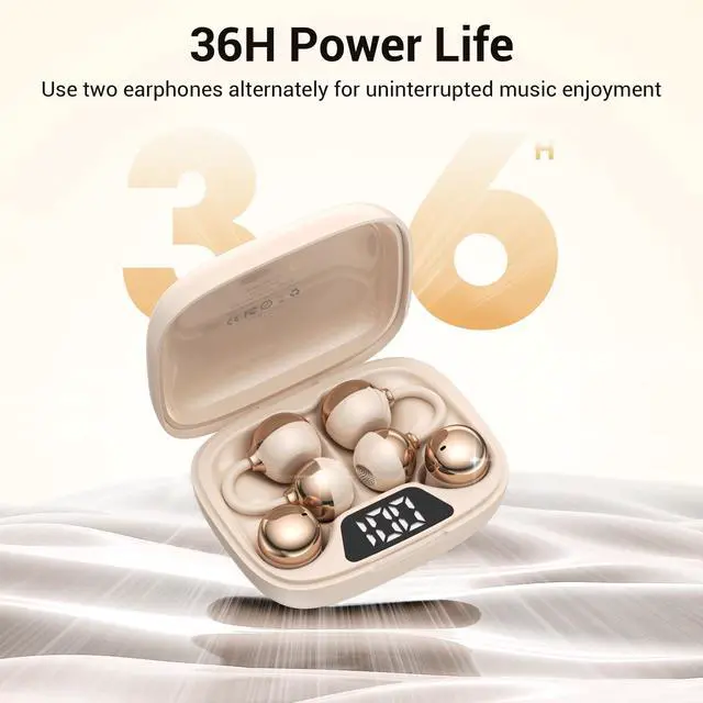 Alt view image 4 of 5 - FADCAMELOS 2-in-1 Wireless Earbuds Set, Open-Ear Clip & Mini Sleep Headphones, 36H Battery, Bass Sound, Ultra Comfortable, IPX5 Waterproof, Stylish for Work/Sport/Sleep