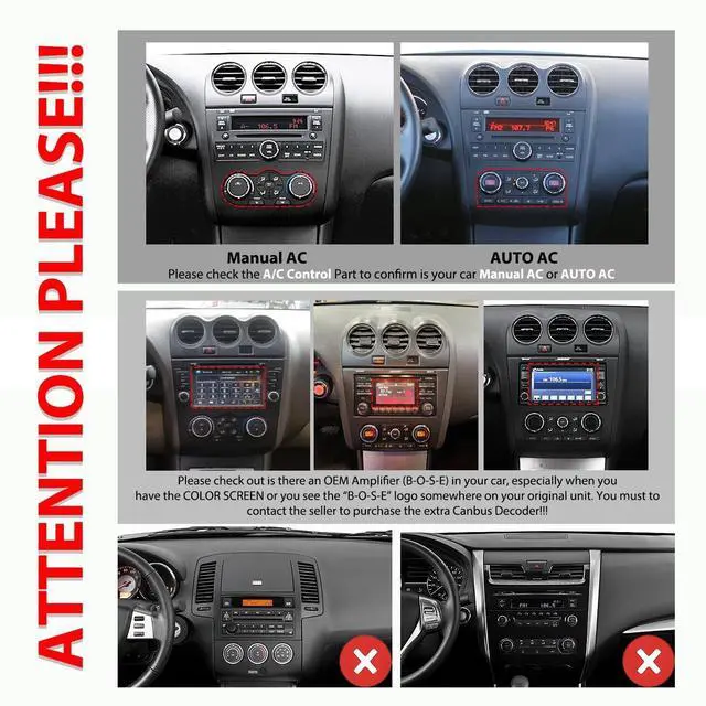 Alt view image 2 of 5 - for Nissan Altima 2007-2012 Manual AC Car CarPlay Android Auto Navigation Stereo GPS Radio Reverse Camera Display 9" IPS Touchscreen Headunit Tablet Pad Media Player, if Applicable Quad Core 2G+64G