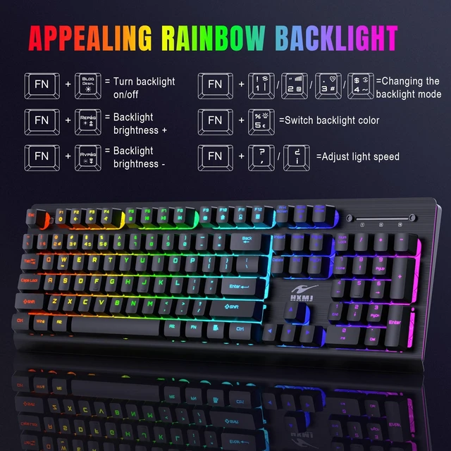 Alt view image 3 of 5 - Wireless Gaming Keyboard and Mouse Combo Brushed Aluminum Metal Panel RGB Keyboard with 3800mAh Battery Mechanical Feel Keys Ergonomic & Plug Play for Computer, Laptop, Desktop