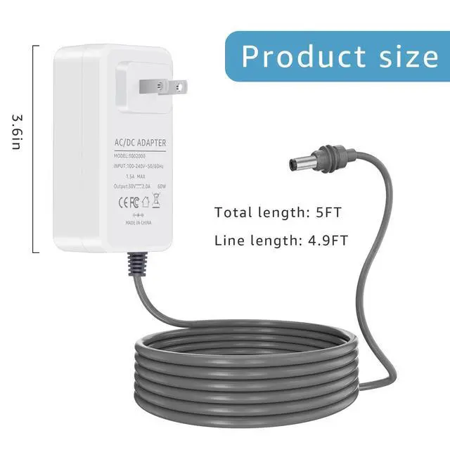 Alt view image 5 of 5 - Replace for 60W Starlink Mini Power Adapter. 4.9FT Power Cord 30V 2A 60W Power Cord Fast Charger Suitable for Starlink Mini Accessories and Satellite Dish(1Pcs)