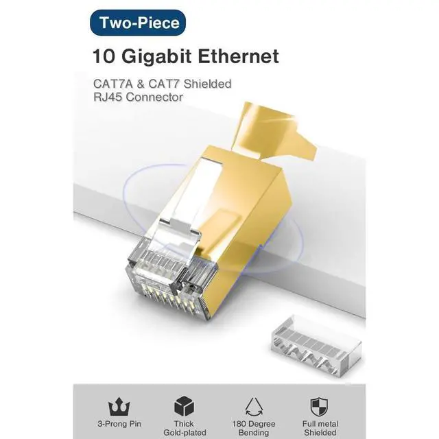 Alt view image 2 of 5 - VIVOCH 50 Pcs Cat7 Cat7A RJ45 Connectors, Cat7 Cat7A RJ45 Plugs, Sheilded RJ45 8P8C Cat7/Cat7A up to 10Gbps for Ethernet LAN Cable