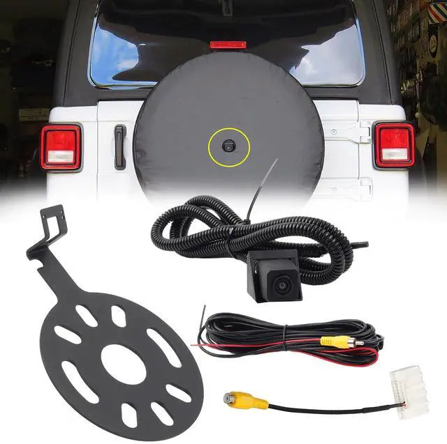 Main image of Dasbecan Backup Camera Compatible with 2007-2018 Jeep Wrangler JK Spare Tire Mount Rear View Reverse Camera, Adjustable Bracket, Removable Guidelines with OEM Monitor Adapter Heavy-Duty Metal Housing