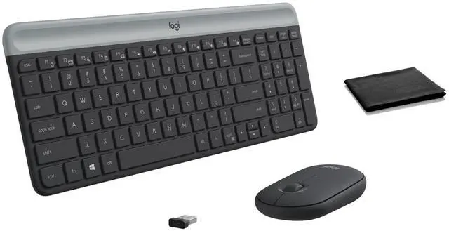 Main image of Logitech MK470 Slim Wireless Keyboard and Mouse Combo Quiet Scissor Keys, Full-Size Low-Profile Design, 2.4GHz Nano Receiver, 36 Month Battery, Windows PC Laptop Black/Gray, Includes C