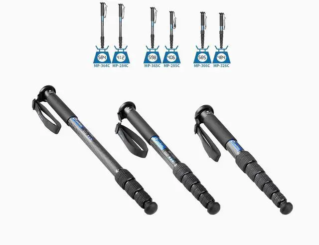 Alt view image 4 of 5 - Leofoto MP-365C 69" 5-Section Carbon Fiber Portable Monopod, Lightweight Professional Camera Support for DSLR Cameras and Lenses,Max Load 37.47lb/17kg