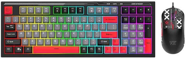 Main image of SaharaCase - Wired Gaming Keyboard & Mouse Combo ^^ 98 Keys Full Keyboard ^^ Anti-Ghosting Multi-Key ^^ 7-RGB Backlights (Black/Red)