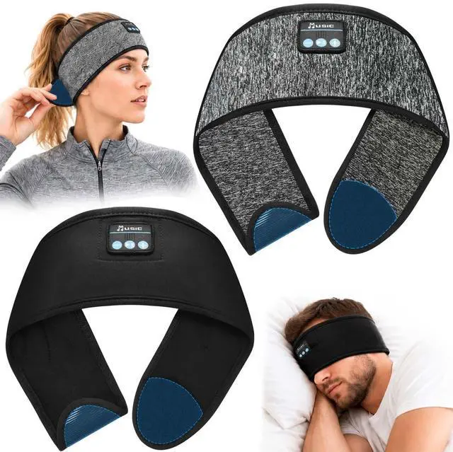 Main image of ZRUHIG 2-Pack Sleeping Headphones, Bluetooth 5.4 Headband Headphones with Ultra-Thin Earbuds, Adjustable Magic Tape Fit, Breathable Soft Fabric for Sleepers, Men Women Travel Yoga Running