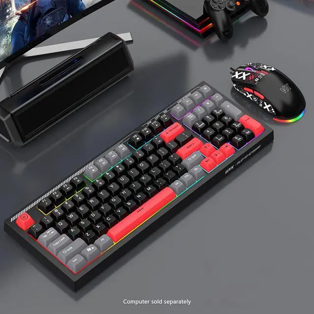 Alt view image 2 of 5 - SaharaCase - Wired Gaming Keyboard & Mouse Combo ^^ 98 Keys Full Keyboard ^^ Anti-Ghosting Multi-Key ^^ 7-RGB Backlights (Black/Red)