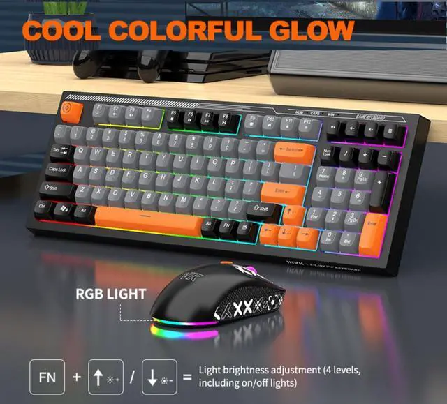 Alt view image 3 of 5 - SaharaCase - Wired Gaming Keyboard & Mouse Combo ^^ 98 Keys Full Keyboard ^^ Anti-Ghosting Multi-Key ^^ 7-RGB Backlights (Black/Red)