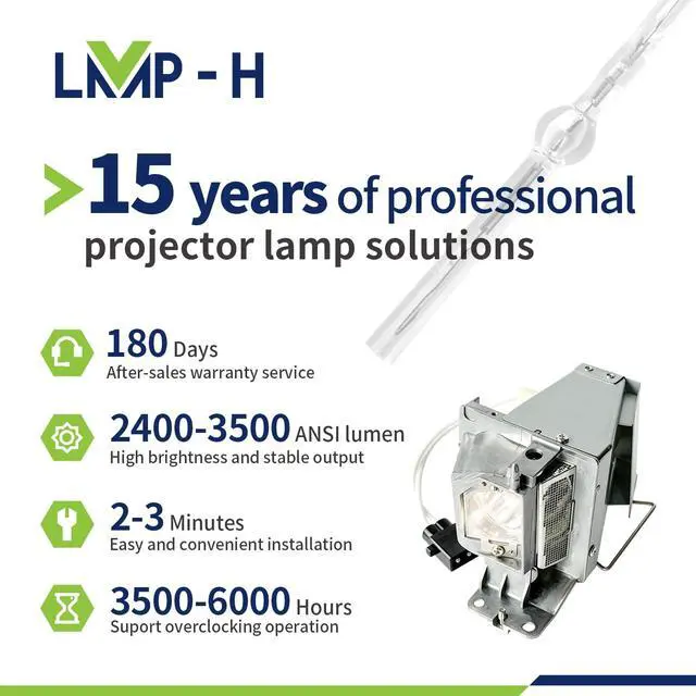 Alt view image 3 of 5 - LMP-H SP.8VH01GC01//MC.JH111.001 Replacement Projector Lamp with Housing Compatible with for OPTOMA BR323 BR326 DH1008 DH1009 DS345 DS346 DX342 DX345 EH200ST HD26 PX3166 GT1070X S312 W300 X312 H112e