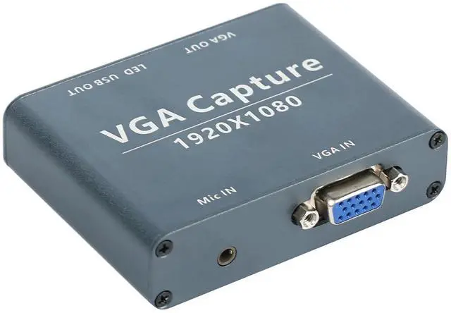 Main image of VGA Capture Card, USB 2.0 Capture Device with VGA Loopout, Mic Input Support, HD 1080p Video for Live Broadcast, Laptops, Monitors, Video Conferencing, Gaming
