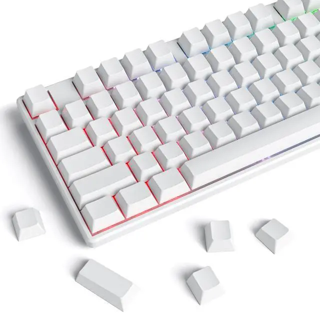 Main image of Guffercty kred Blank Keycaps Thick PBT Cherry Profile, 129 Keys Minimalist White Keycap Set with 7U Spacebar for Mechanical Keyboard(Blank White)