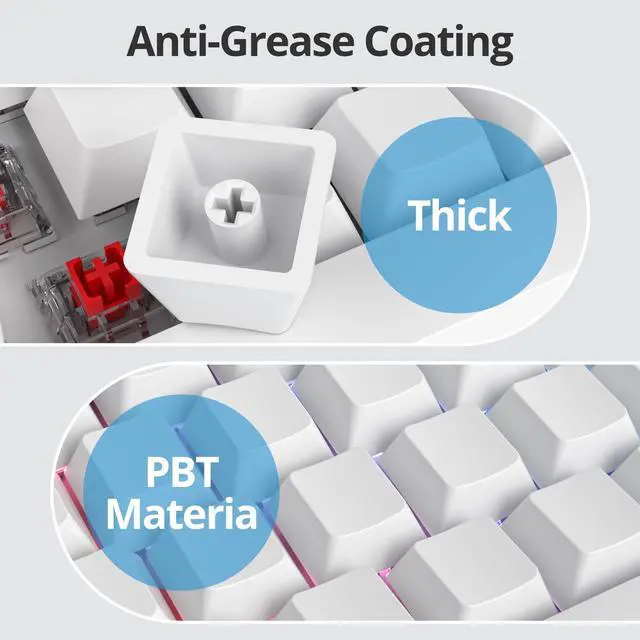 Alt view image 3 of 5 - Guffercty kred Blank Keycaps Thick PBT Cherry Profile, 129 Keys Minimalist White Keycap Set with 7U Spacebar for Mechanical Keyboard(Blank White)