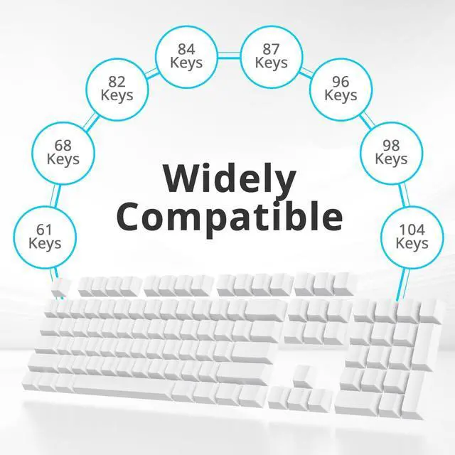 Alt view image 5 of 5 - Guffercty kred Blank Keycaps Thick PBT Cherry Profile, 129 Keys Minimalist White Keycap Set with 7U Spacebar for Mechanical Keyboard(Blank White)