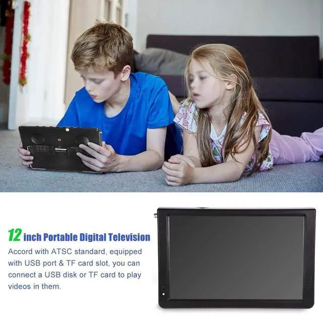 Alt view image 3 of 5 - Pomya 12 inch Digital Television ATSC Portable TV 1080P HD HDMI Video Player for Home Car (US)