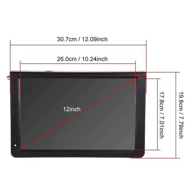 Alt view image 5 of 5 - Pomya 12 inch Digital Television ATSC Portable TV 1080P HD HDMI Video Player for Home Car (US)