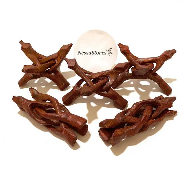 Main image of NessaStores - Carved Tripod Wood Stand Holder 4" #JC-045 (8 pcs)