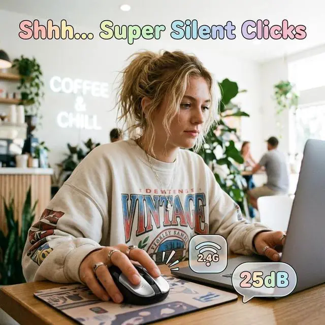 Alt view image 3 of 5 - TzBBL Cute Bunny Wireless Mouse, Silent Click, Dual-Mode (2.4G + Bluetooth 5.0), Rechargeable LED Light Mouse, Ergonomic Portable Cordless Mouse for Laptop, PC, Mac, iPad, Office & Home, Black